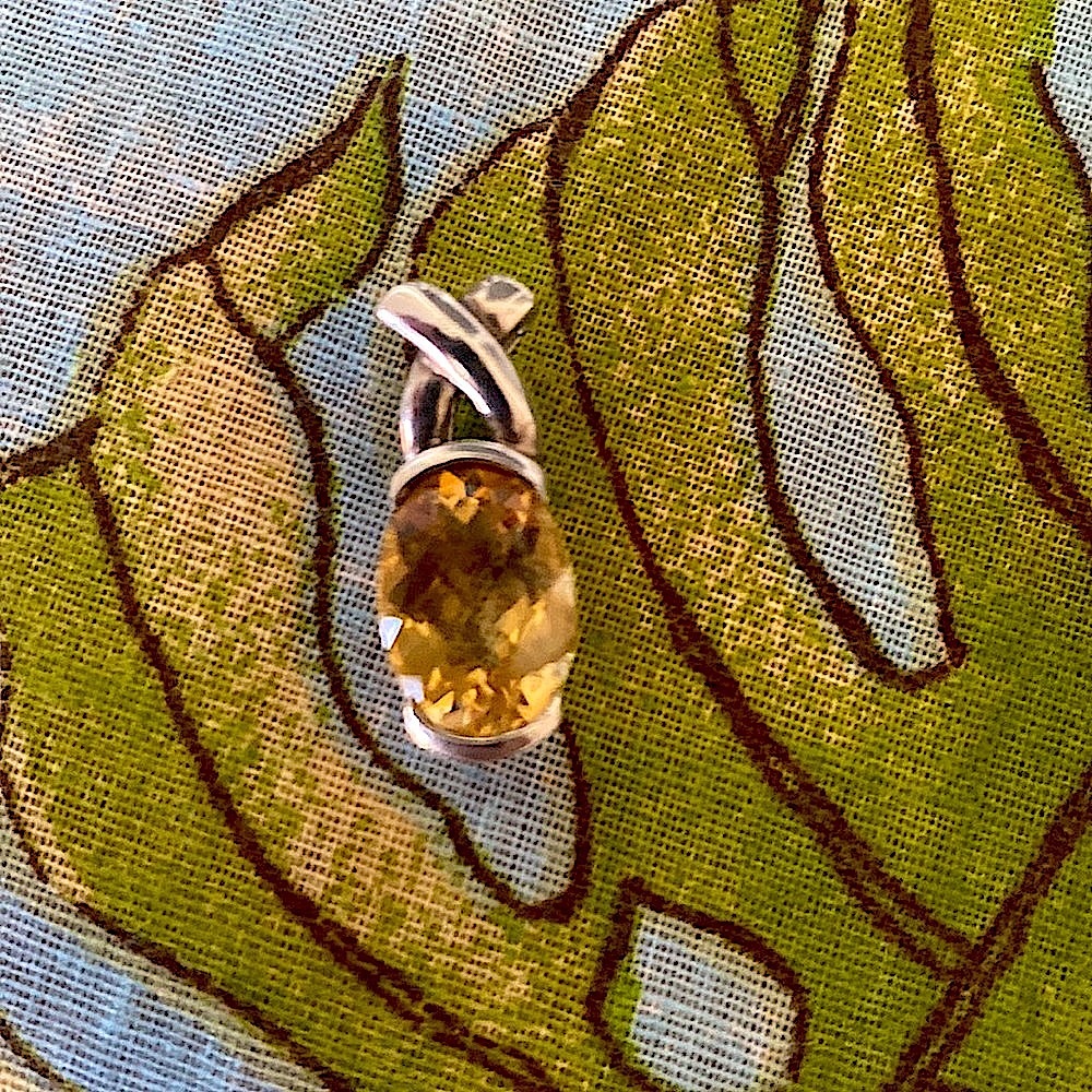 large Rio citrine in Sterling silver faceted cut pendant